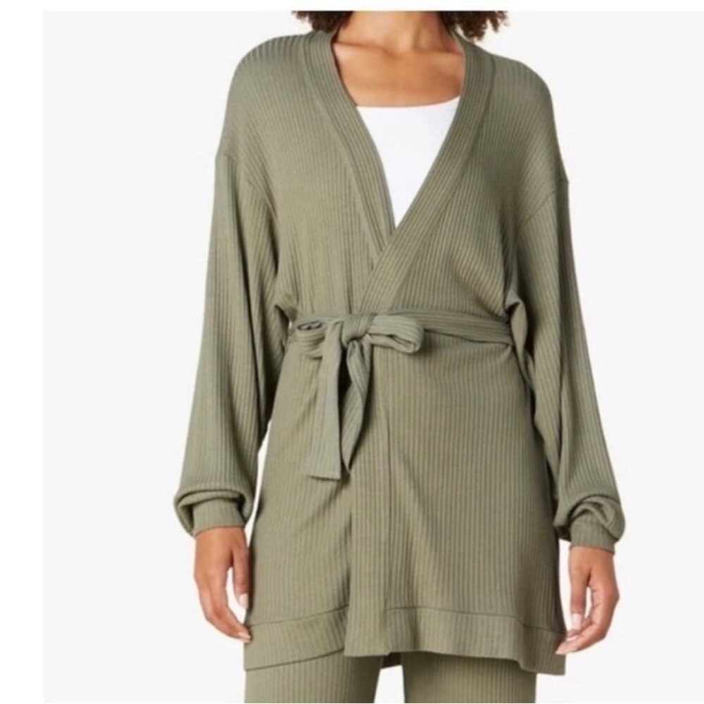 NWT Beyond Yoga Coffee Run Belted Ribbed Cardigan / Robe $110 Retail